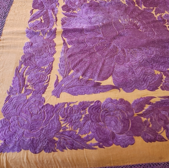Victorian Silk Embroidered Piano Shawl - Picture 3 of 11